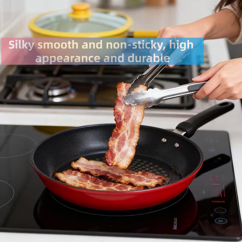 2-Piece Set (28cm Square Pan + 24cm Frying Pan) Ceramic Non-Stick Square Pan Household Gas Stove Wok Flat Bottom Stir-Fry Pan Induction Cooker Non-Stick Flat Bottom Stir-Fry Pan Kitchen Cookware Frying Pan Induction Cooker Gas Stove Universal Wok