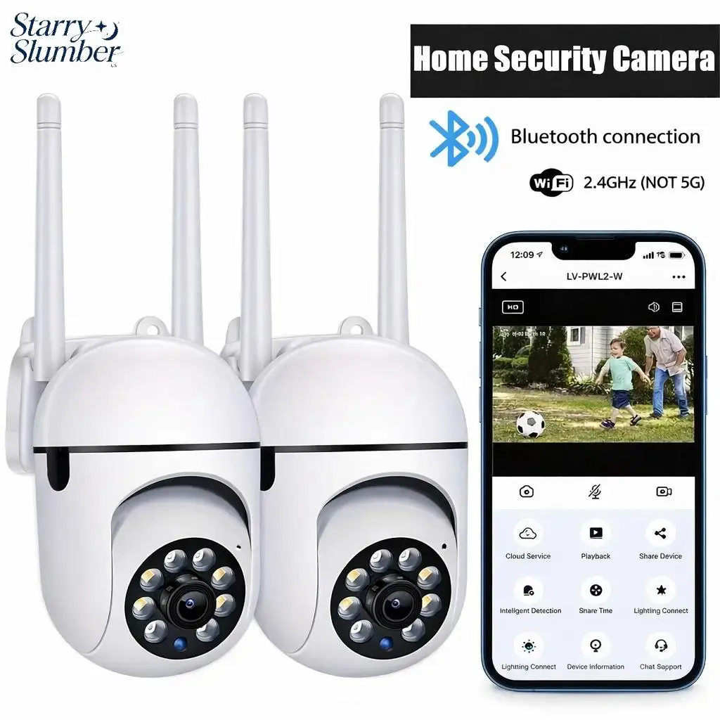 Starry Slumber-US Smart Home Security Camera (Smart Home Gadgets), 360° Rotatable, 1080p Full HD, Full-Color Night Vision, Motion Sensor, 2-Way Audio, Wi-Fi-Bluetooth, Easy Install, Baby Monitor, Remote View, TF Card-Cloud Storage, Housewarming Gift, Pan-
