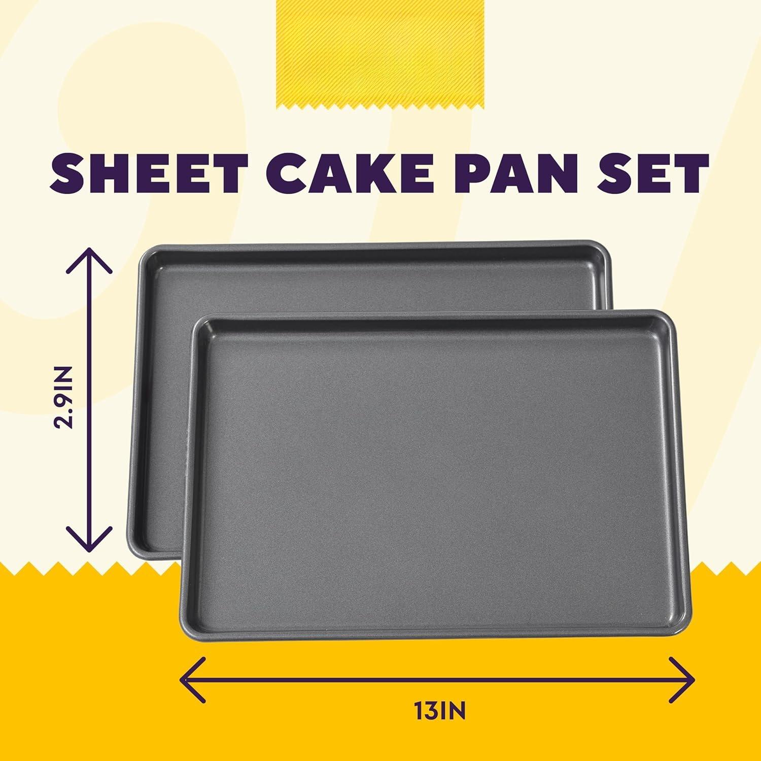 Easy Layers Sheet Cake Pan, Rectangle Sheet Pan, 2- Baking Sheets Set, Steel