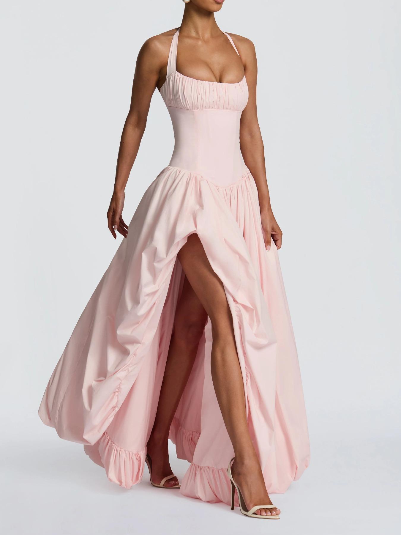 Sweet One-Shoulder Backless Dress, Halter Neck, Slim-Fitting Design, Irregular Hemline, Perfect for Casual & Party Wear, Women's Fashion