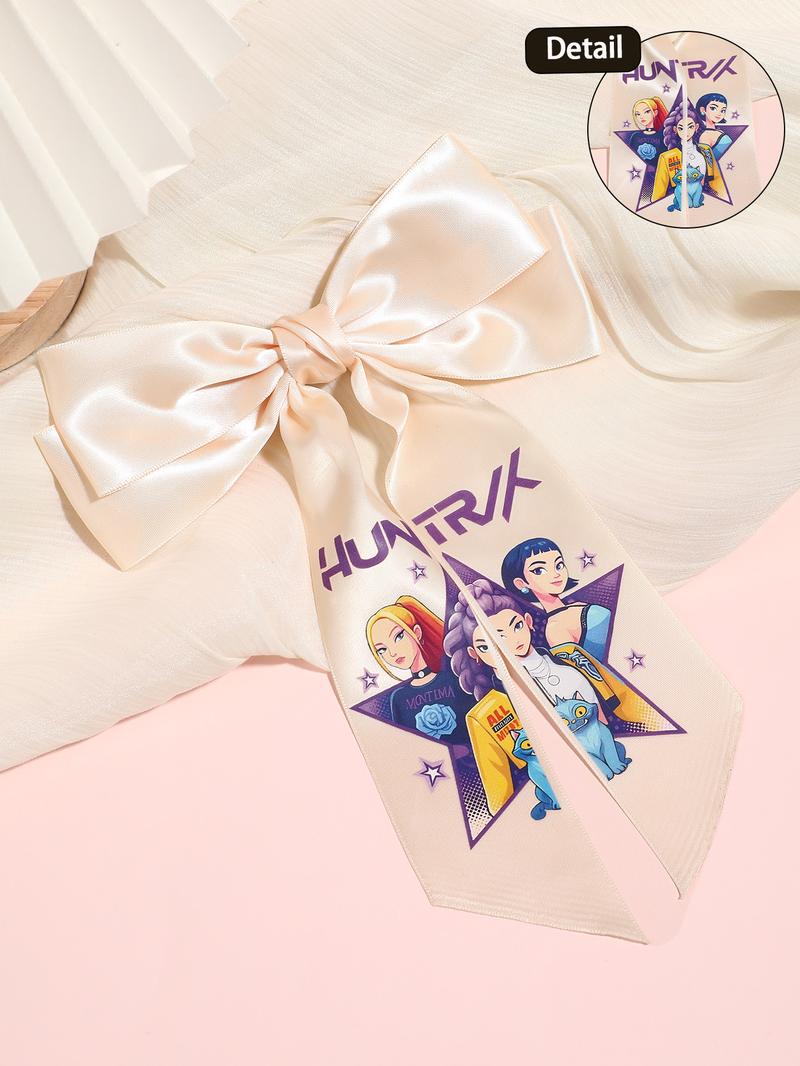 4pcs/1pcLarge Kpop Hair Bow with Girl Band Printed Ribbons Hair Clips | Comfortable Secure Clip | Versatile Design