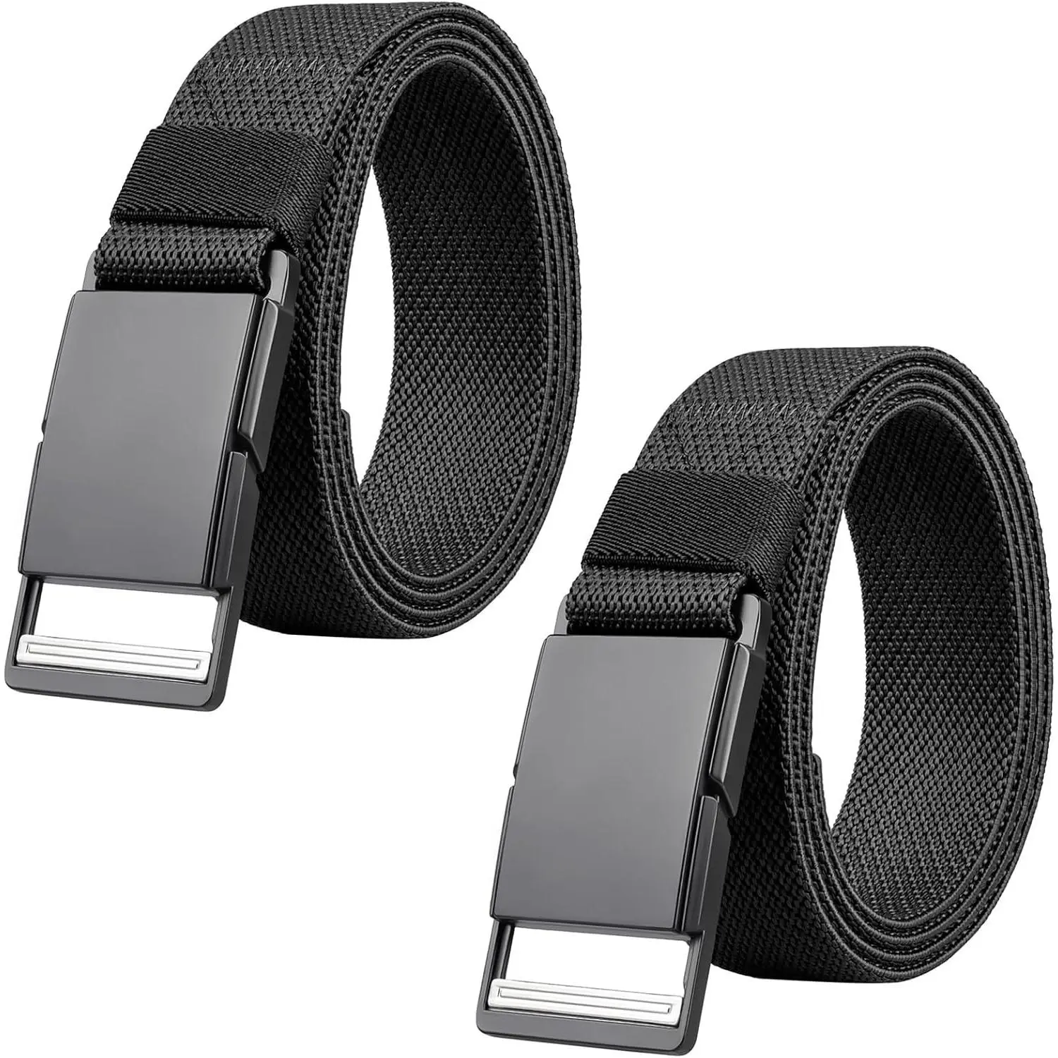 Mens Stretch Belt Quick Release Magnetic Buckle Elastic Webbing Sport Work Golf Belts for Men 1.34inch Wide
