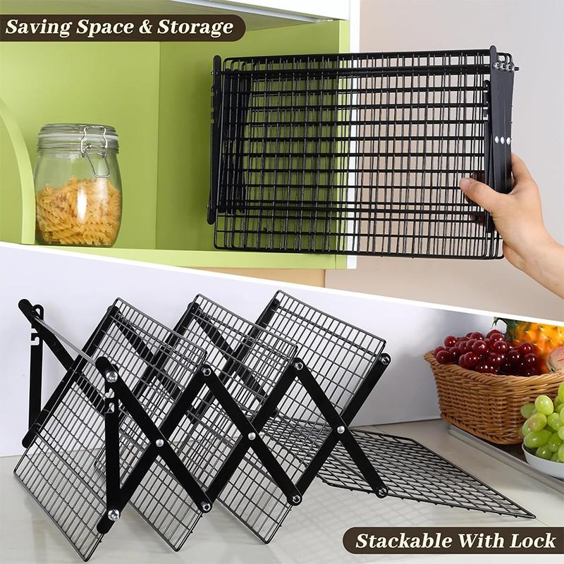4 Tier Collapsible Cooling Rack - 3 Setting Design, Adjustable ＆ Stackable Baking Rack, 5 Modes Cooling Racks for Cooking and Baking, Roasting ＆ Grilling Gifts for Picnic Party Baking Tools, Baking Supplies