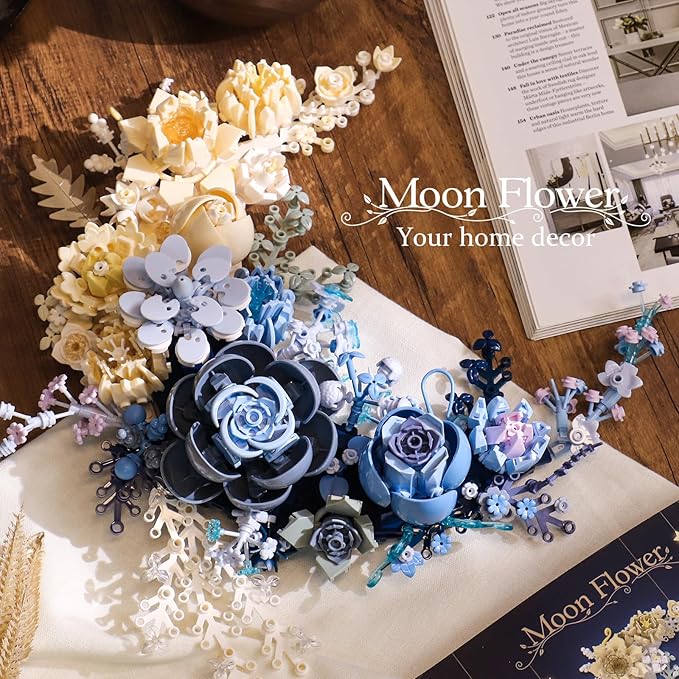 Moon Flower Brand Faux Roses Bouquet Artificial Rose Bouquet Crescent-Shaped Botanical Collection for Adults Kids Unique Décor Table Wall Decoration Home Decor Great Gift for Her Him