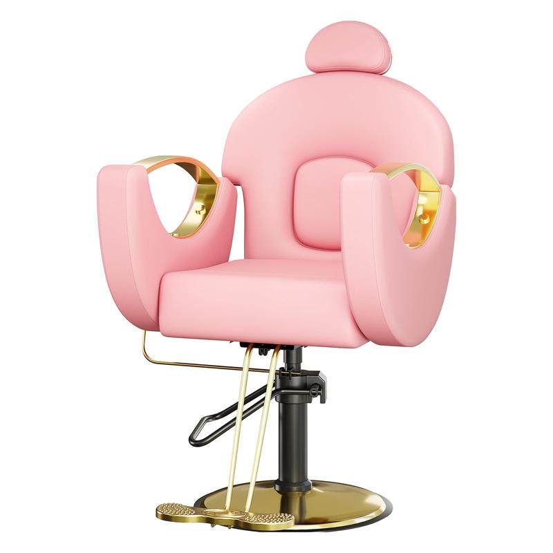 Reclining Salon Chair for Hair Stylist, 360° Swivel and Height Adjustable Hydraulic Barber Chair with Foot Rest, Multi-Function Shampoo Beauty Hairdresser Armchair for Home Barbershop