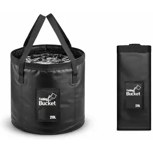 20L Collapsible Bucket – 5 Gallon Portable Folding Water Container with Handles for Car Wash, Camping, Gardening & Fishing Outdoor Use – Leakproof, Durable Foldable Space-Saving Design (Black)