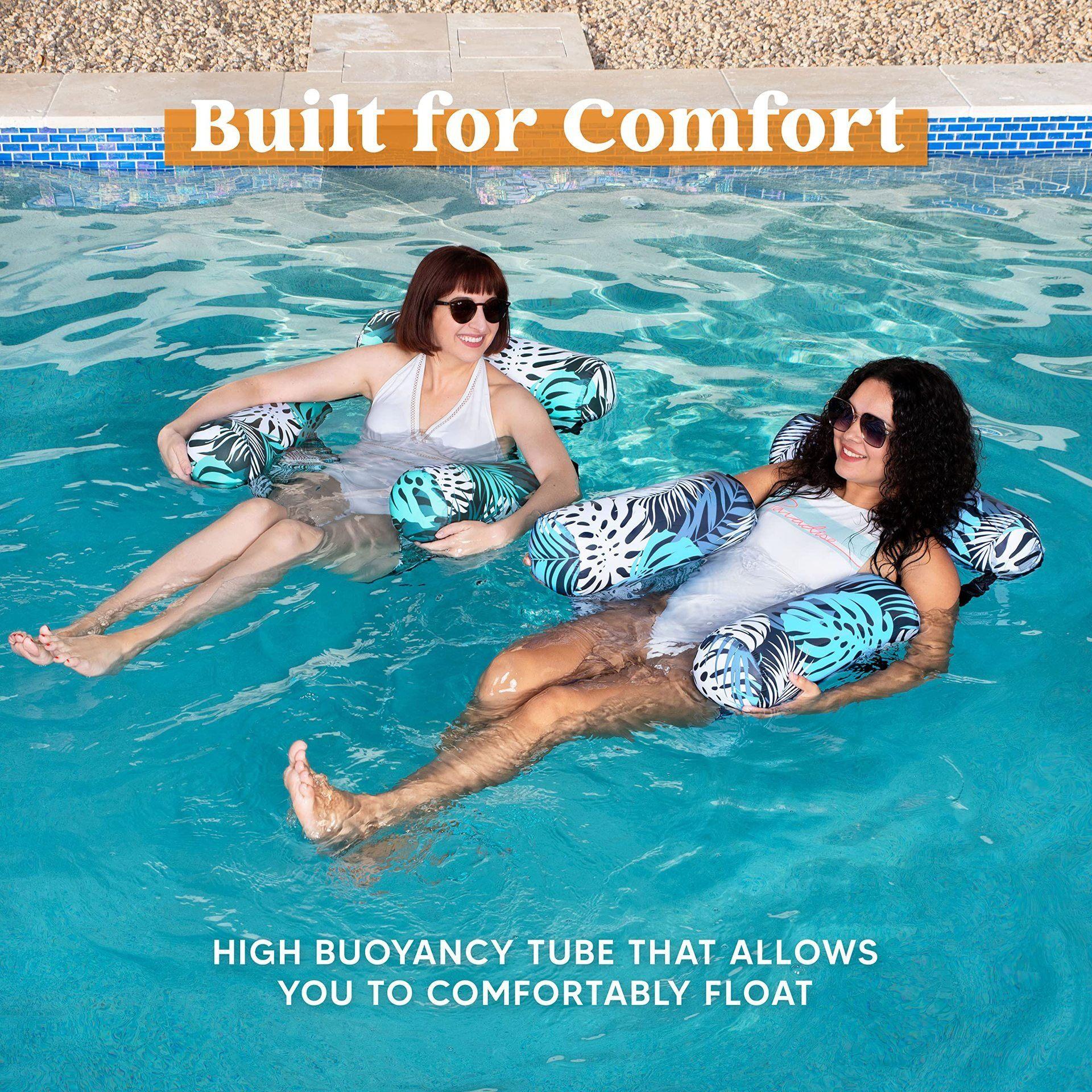 Vacation Ready Inflatable Pool Lounge, 1/2 Pack Leaf Design Adult Floating Chair, Portable Lightweight Float for Beach Pool Gathering Vacation Ready Inflatable Pool Lounge, 1/2 Pack Leaf Design Adult Floating Chair, Portable Lightweight Float for Beach Pool Gathering