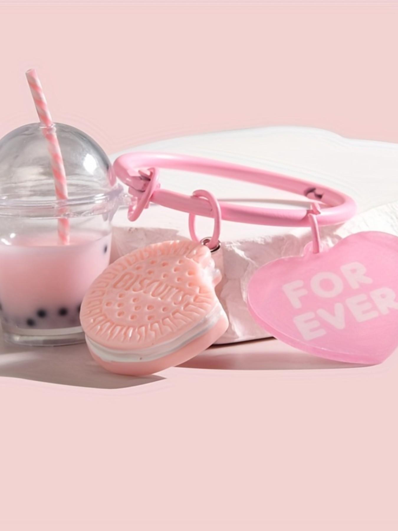 Cartoon Cookie Ice Cream Boba Tea Keychain, Cute Wallet Bag Backpack Charm, Car Key Earphone Box Accessory, Women's Daily Gift