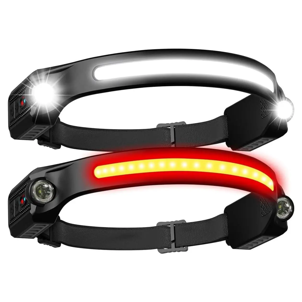 Rechargeable LED Headlamp 2 Pack with Red Light, 260° Wide Beam, 8 Modes, Waterproof Motion Sensor - Bright Headlamp for Adults Camping, Running, Fishing, ReadingGift