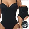 Elegant Women's Plain Color Adjustable Strap Knit Fabric Bodysuit, Abdominal Control Shapewear, Underwear, Comfortable Fit for Daily Wear