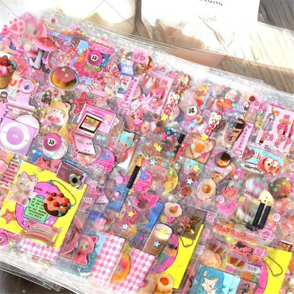 100 Sheets Non-repetitive Y2K Random Cute Glitter Sticker for Phone Luggage Journal Sticker Kawaii Decoration Sticker Gift, Vintage, Smartphone