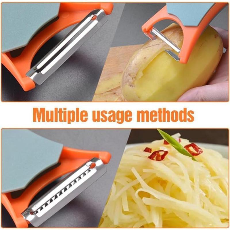 2 in 1 Fruit Peeler,Multifunctional Peeler for Fruits and Vegetables Stainless Steel Vegetable Peeler,Kitchen Potato and Vegetable Peeler with Peeling and Serrated Blades.