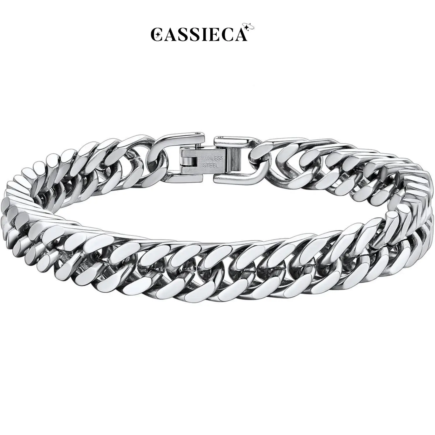 CASSIECA Stainless Steel Cuban Link Bracelet Unisex Men's & Women's Accessories, Adult Jewelry Accessory, Men's Accessories, Accessories For Women Sohochic