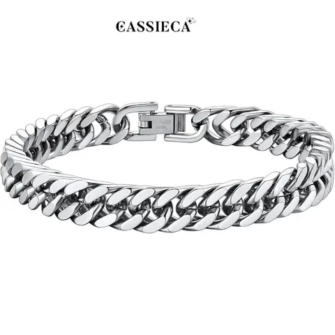 CASSIECA Stainless Steel Cuban Link Bracelet Unisex Men's & Women's Accessories, Adult Jewelry Accessory, Men's Accessories, Accessories For Women Sohochic