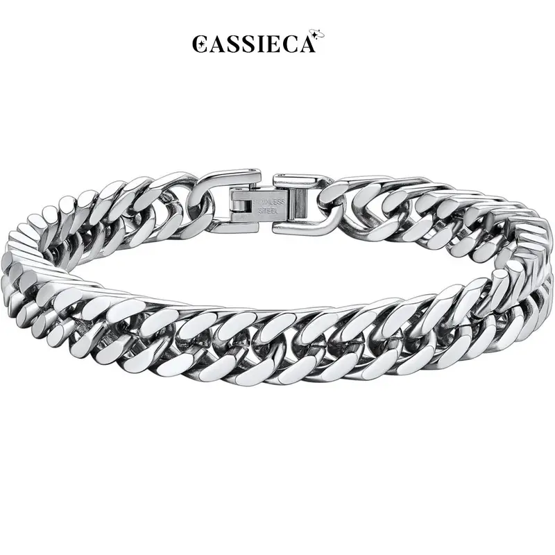 CASSIECA Stainless Steel Cuban Link Bracelet Unisex Men's & Women's Accessories, Adult Jewelry Accessory, Men's Accessories, Accessories For Women Sohochic