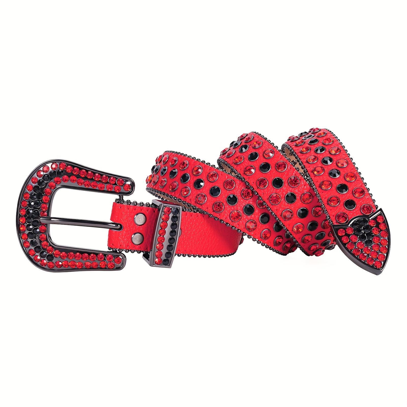 Handmade Red Rhinestone Western Belt | Sparkling Cowboy  display picture 3