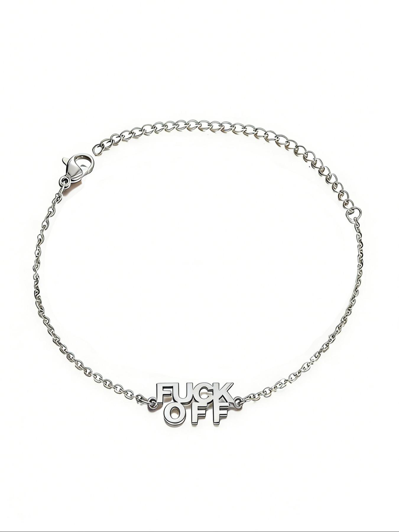 1 Pcs FUCK OFF Letter Anklets for Women Stainless Steel Summer Beach Leg Chain Ankle Bracelet Femme Fashion Waterproof Jewelry,Perfect Gifts for Birthday,Party,Wedding,Anniversary,Mother's Day,Vacation,Daily