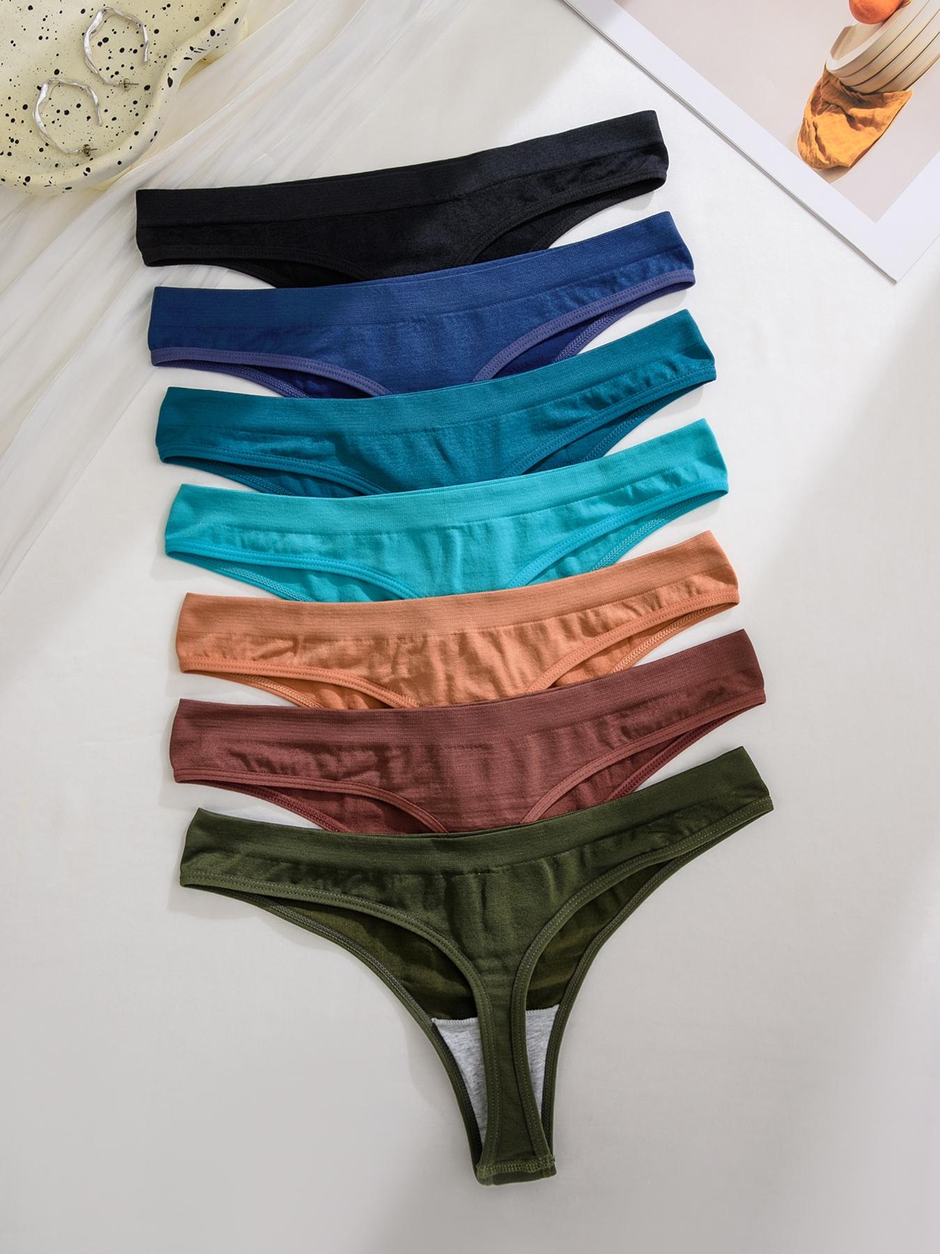 Women's Solid Color Seamless Thong, Casual Comfy Panties, Soft Comfy Breathable Panty for Daily Wear, Ladies Underwear for All Seasons