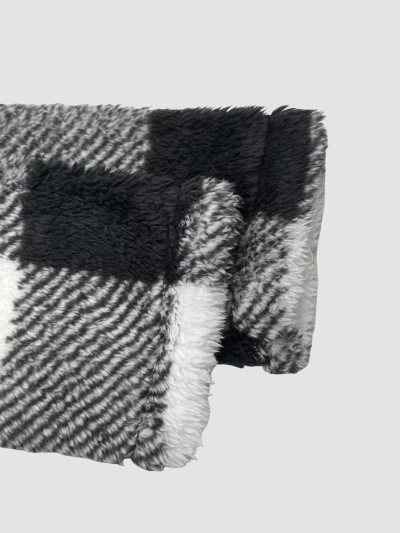 Women's  Plaid Fleece Hooded Coat, Soft Fluffy Fleece Fabric & Full Zip Closure & Hooded Design & Mid-Length Silhouette & Multiple Color Options，Valentine，1pc