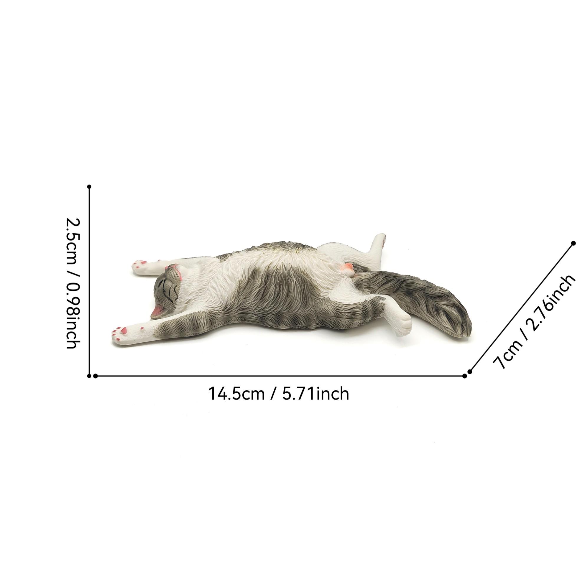 Cat Animal Model Statue Decorative Figurine for Home Decoration and Collection, Garden Office Desktop Bonsai Ornament