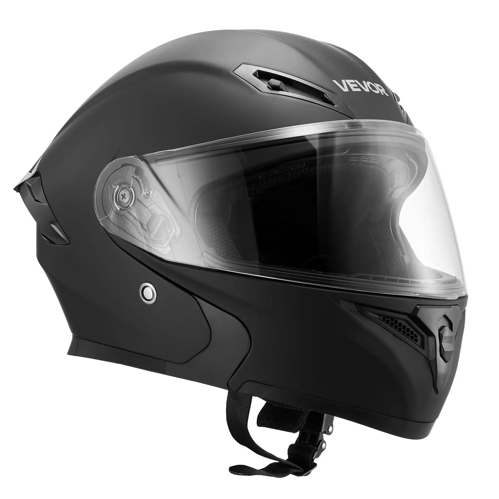 Motorcycle Helmet, Modular, Adult Motocross Dirt Bike Helmet With Large Clear Visor, Comfortable Motorbike Racing Street With Detachable Liner For Men & Women, DOT Approved, (Matte Black, L)