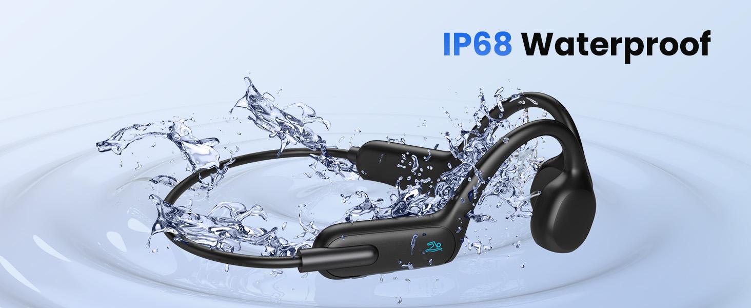 Bone Conduction Headphones, Wireless Open-Ear Headphones, Bluetooth 5.3 with Mic - MP3 Play Built-in 32GB Memory, IPX8 Waterproof Sports Headphones for Gym Workout Swimming Running Cycling.x6-3BY