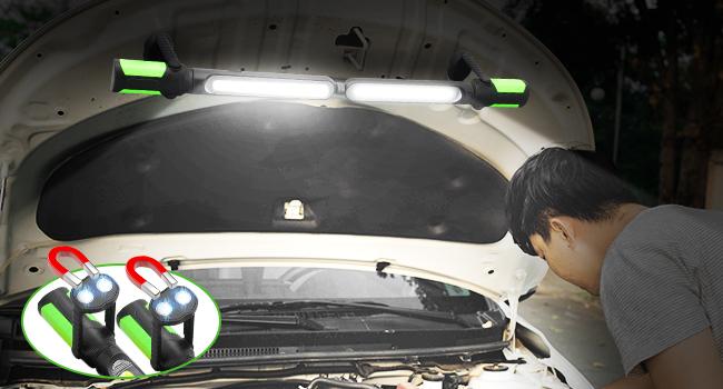 SYLSTAR Work Light for Mechanic, 2400LM Bright LED Work Light, 4400mAh Rechargeable Underhood Work Light Bar with Hooks, Magnetic Mechanic Light for Car Repairing/Inspection/Garage/Workshop/Emergency