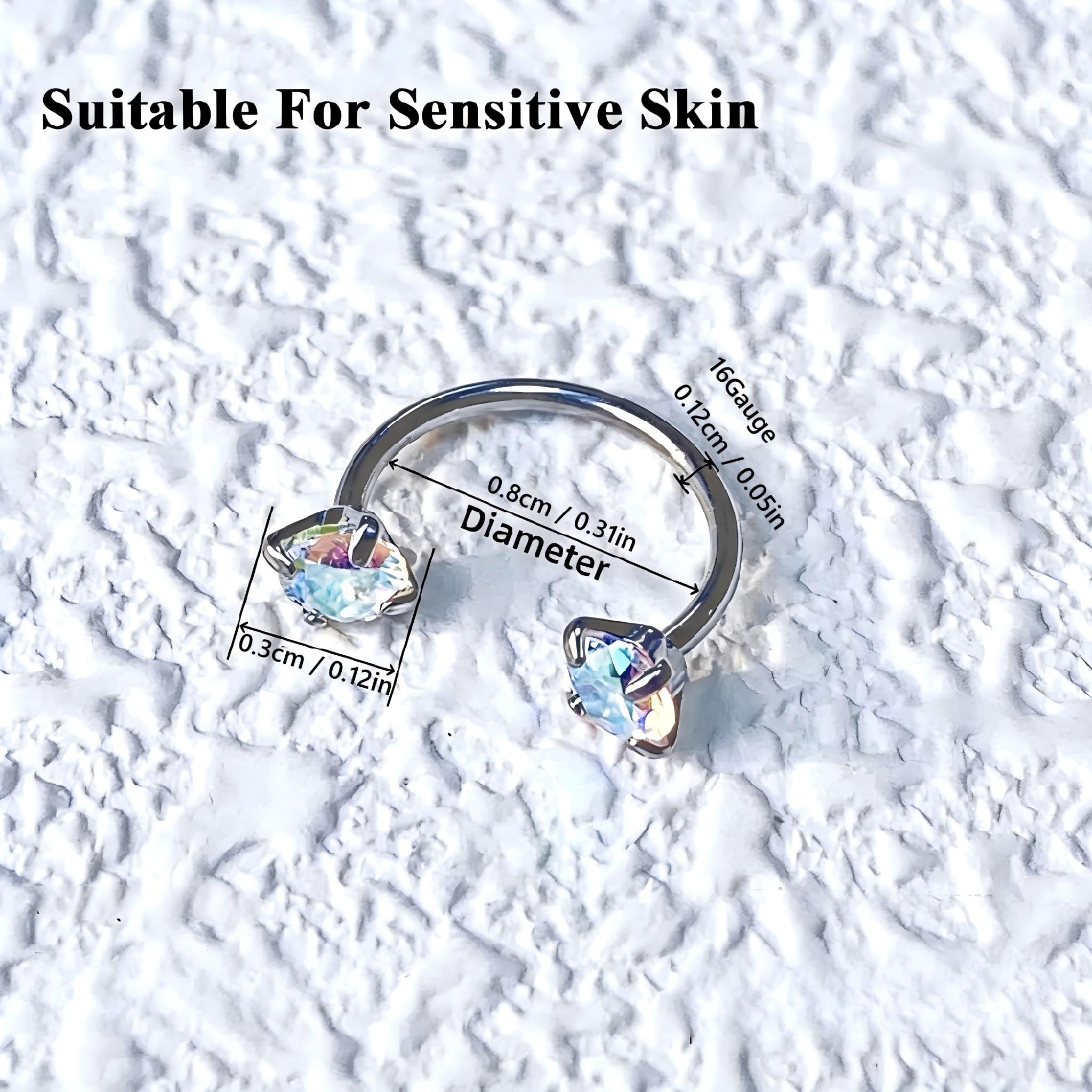 6-Piece Value Set 316L Medical Grade Titanium Nose Rings, 18g 1.0mm U-Shaped Nose Studs, Free Ball Tray and Guide Needle Included