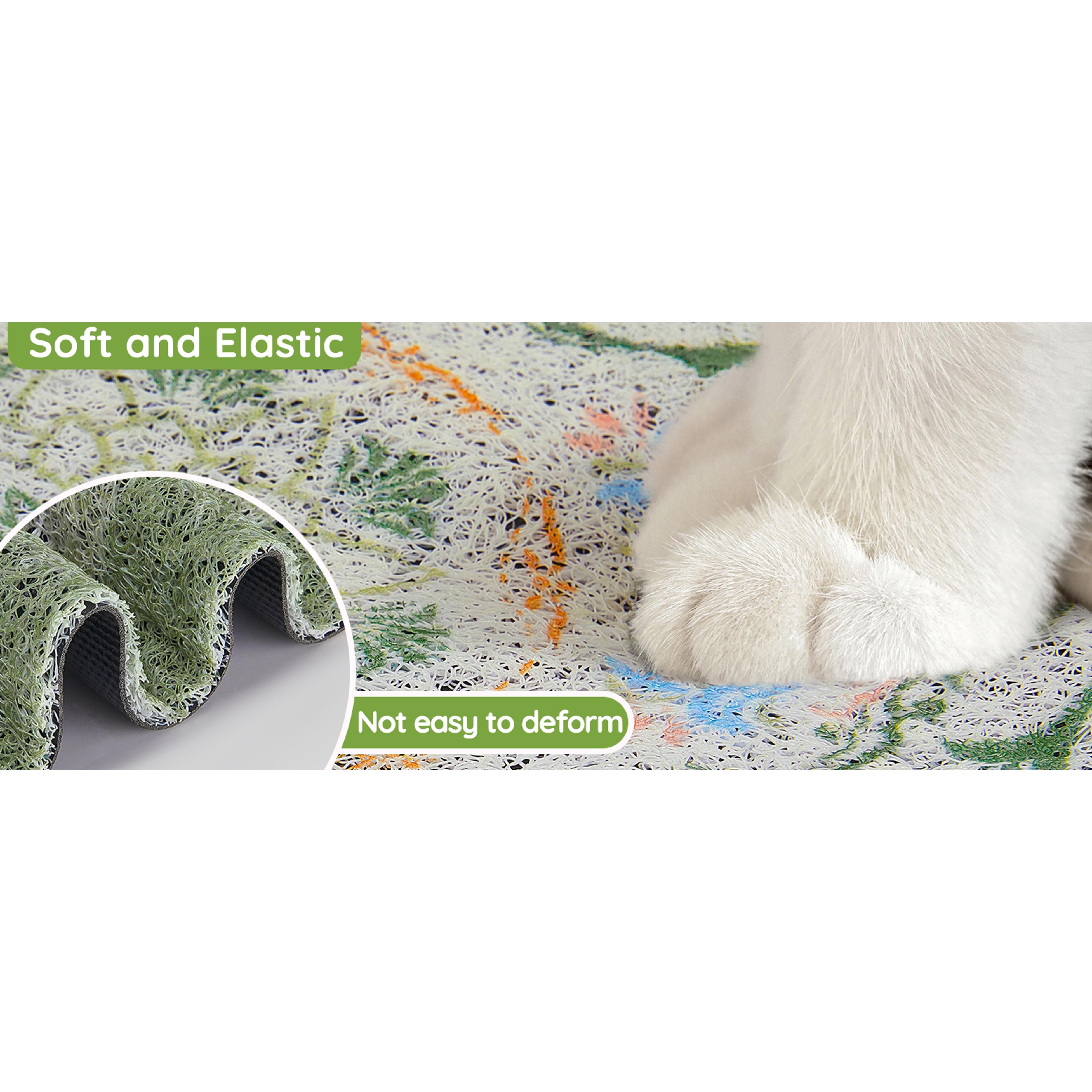 Cat Litter Mat with Non-Slip Bottom Litter Box Mat 33"X22" Litter Trapping Mat Easy to Clean Washable Cat Food Mat for Kitty