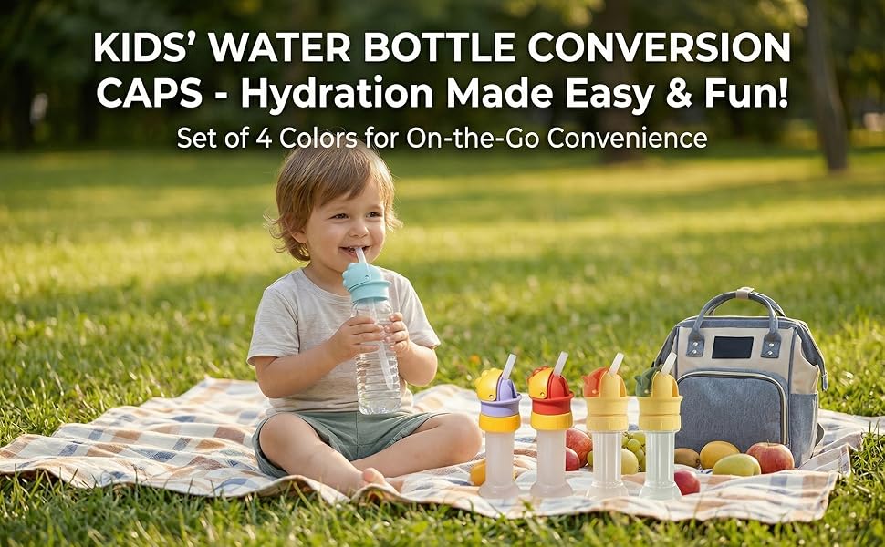 Kids Water Bottle Spout Conversion Cap with Straw Eco Reusable Universal Straw Lid Flip Top Spout Converter Spill-Proof Replacement Top (All) bamboo straws Colorful Soda Can Lids Dual-Function Tumbler Organizer Rack silicone cover dabber
