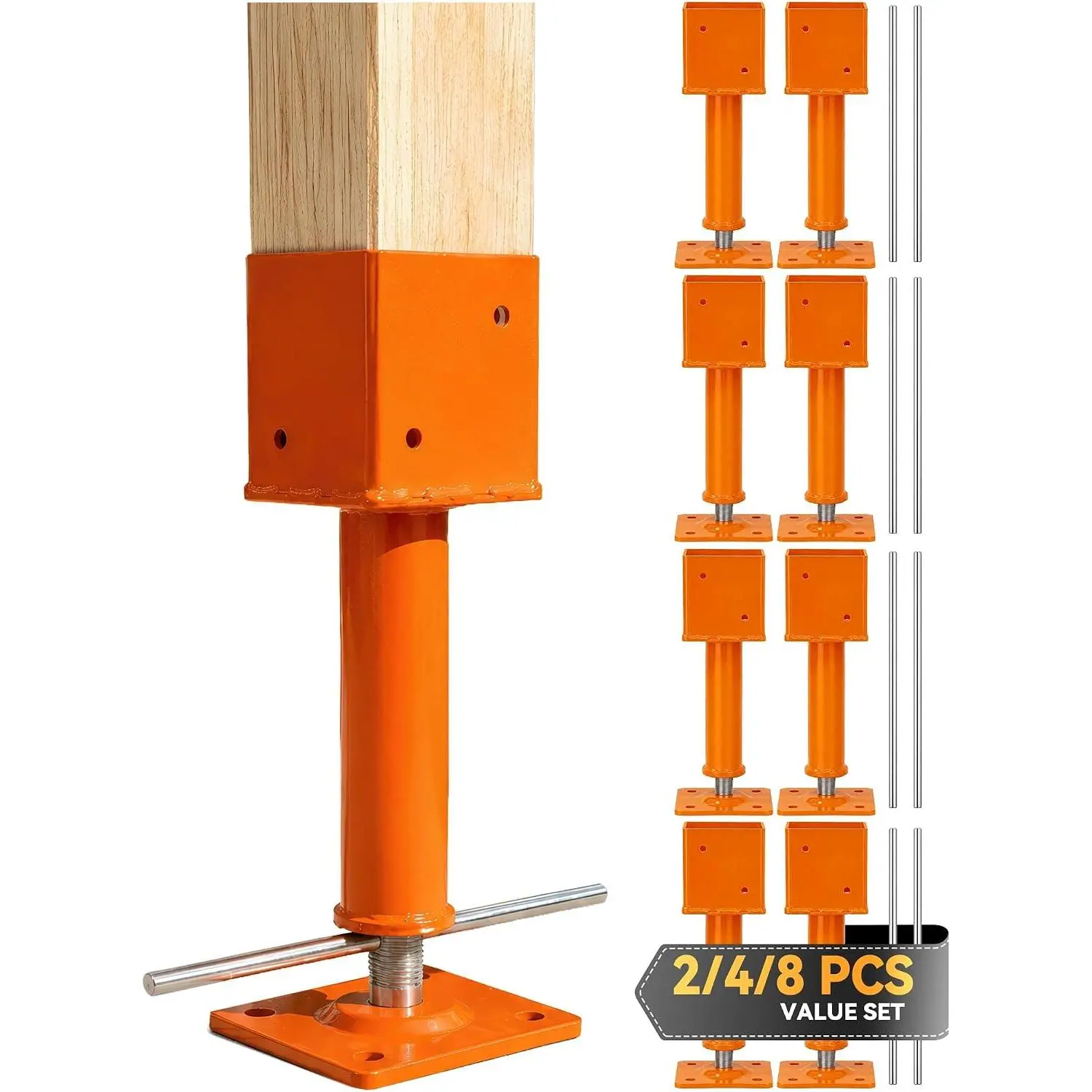 2 Pack Screw Jack  13.2"–18.7" Height Range, 4x4 Adjustable Screw Jacks | 18000lbs Max Load Heavy Duty Floor Jack for Leveling,  Repair, Basement Crawl, Space Deck Porch, Beam Support