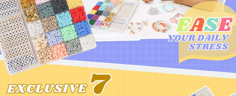 Clay Beads Bracelet DIY Kit - 6300pcs 6mm Polymer Clay Beads Set with 18 Vibrant Colors, Letter Charms, Gold Rings & Accessories for Jewelry Making Perfect Gift for Girls' Necklaces & Crafts TikTokShopBlackFriday