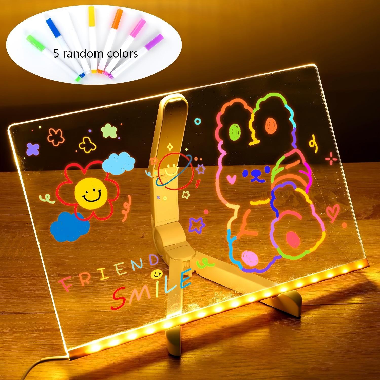 Acrylic LED Note Board, 7 Color Pens, Magic LED Writing Board, Advertise Memo Display Stand, Drawing Sketch Pad, J-95 Model