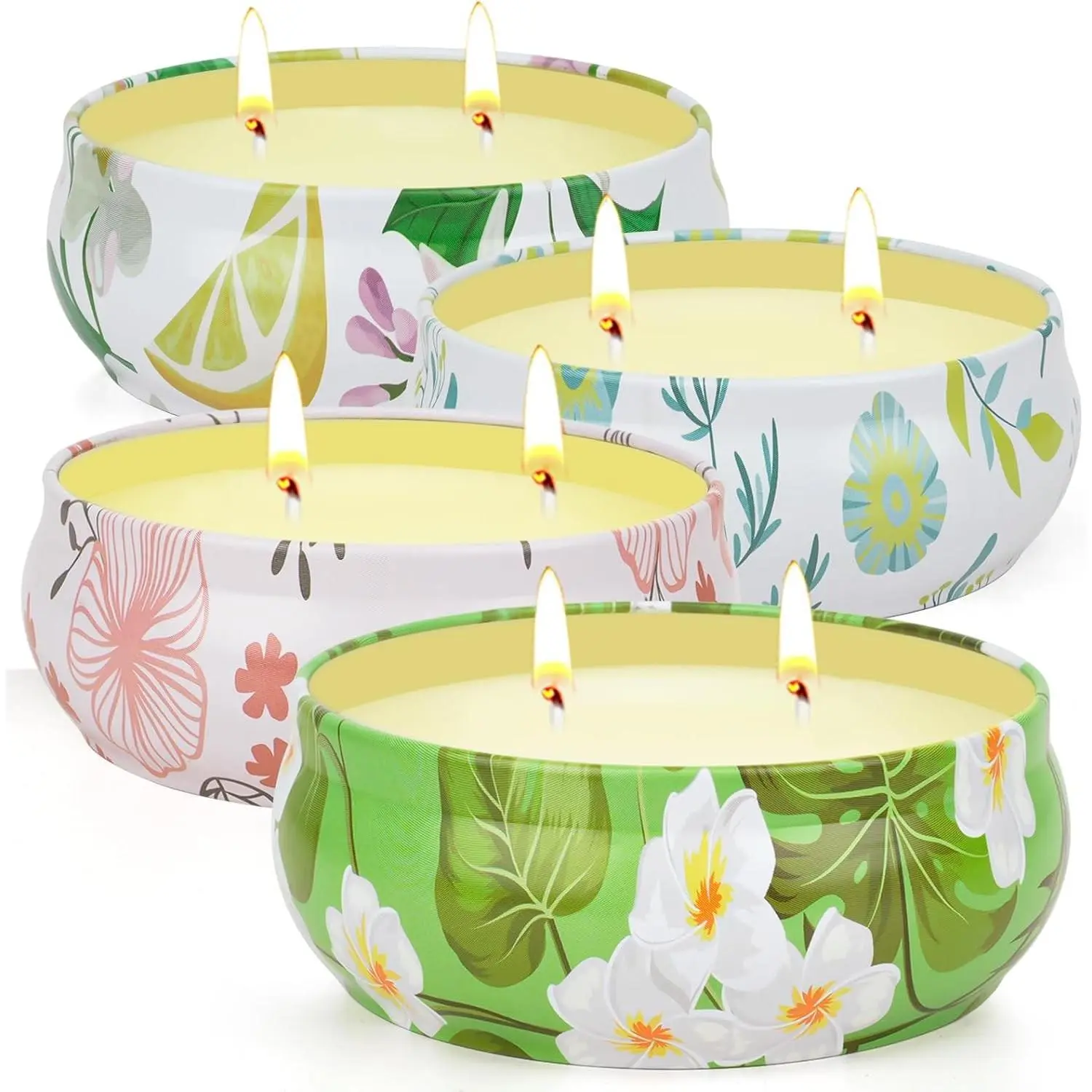 Citronella Candles Outdoor, 4 Pack Double-Wick Soy Wax Lemongrass Candles Bulk, Decorative Scented Candle for Patio Garden Yard Camping, Indoor Outside Emergency Candle, 240 Hours Burning Time