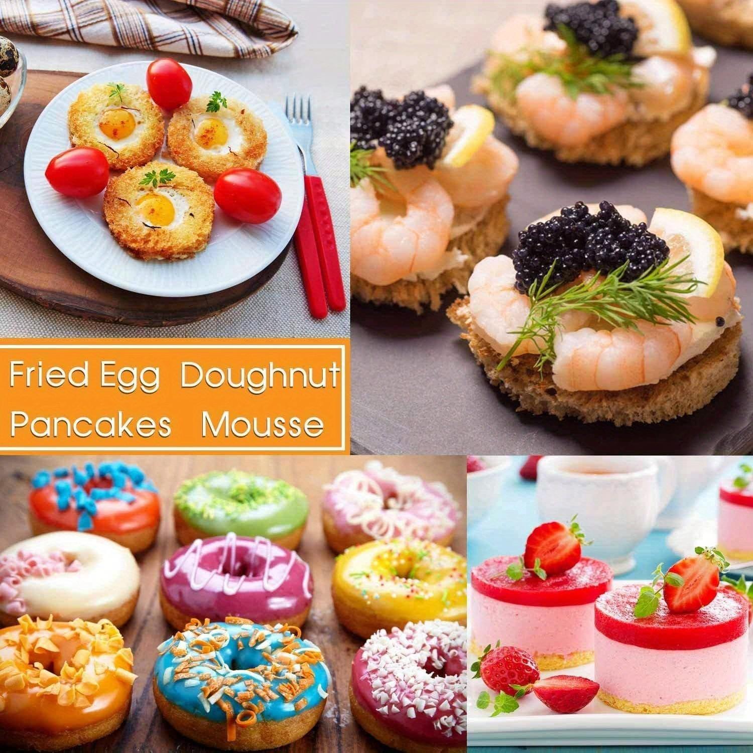 11pcs, Cake Mold Rings, Stainless Steel Mousse Cake Ring, Round Cookie Cutters, Donut Doughnut Pancake Molds, Baking Tools for Mini Cake, Kitchen Gadgets, Kitchen Accessories, Home Kitchen Items Gift Package