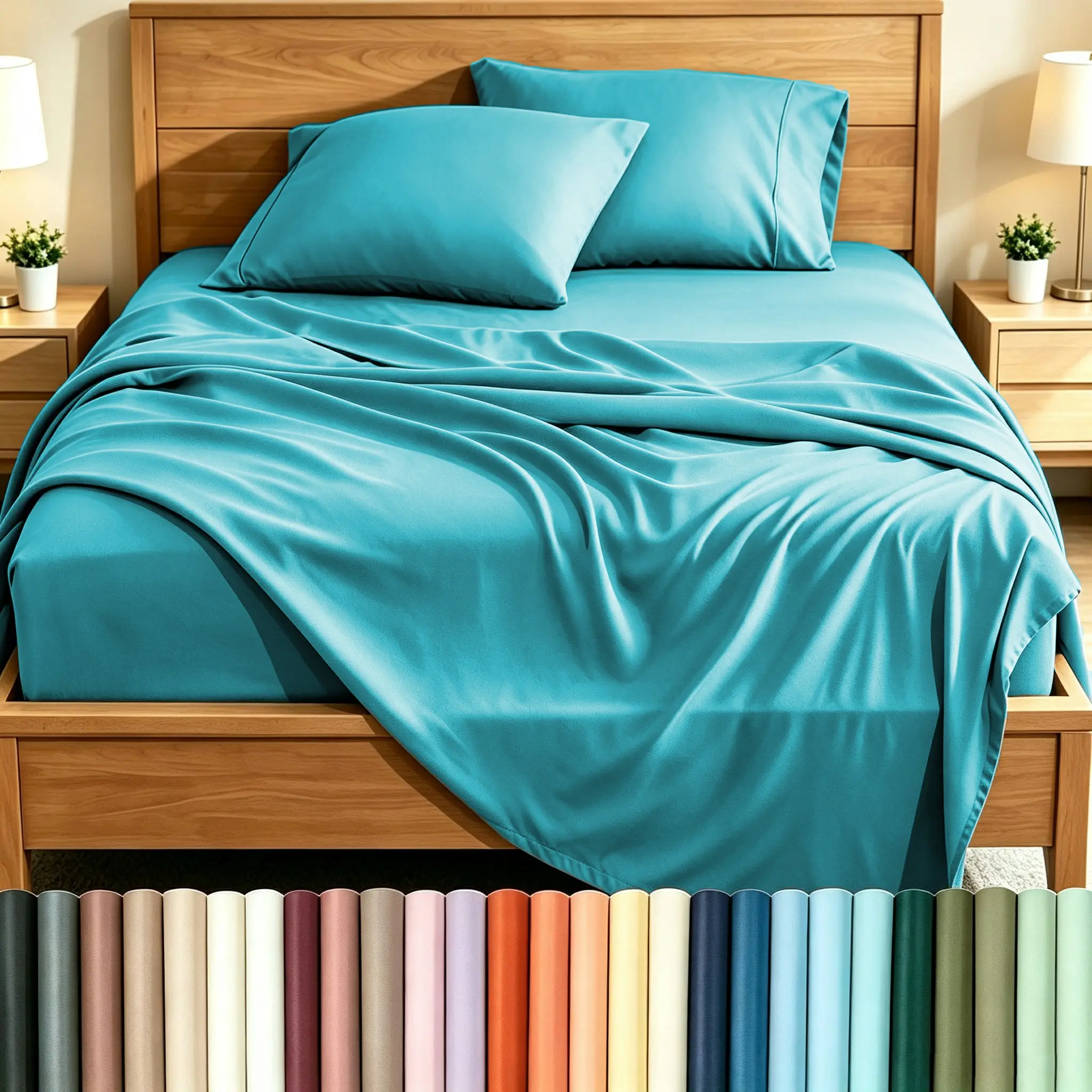 SASTTIE Bamboo King Sheets - Viscose Derived from Bamboo Bed Sheet Set - Luxuriously Soft & Cooling, Double Stitching