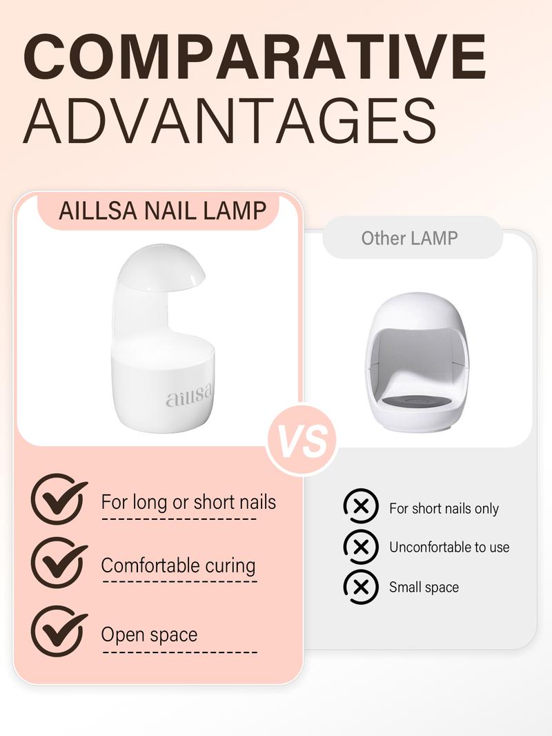 Aillsa Almond French Tip Nails Set - 180pcs Classic Nude Soft Gel Nail Tips in 15 sizes, Mini UV Lamp, Base coat and Top coat, Easy to Wear Soak Off Acrylic Fake Nails Extensions DIY press Nail Art at home Birthday Gift For Women gel nail nail glue