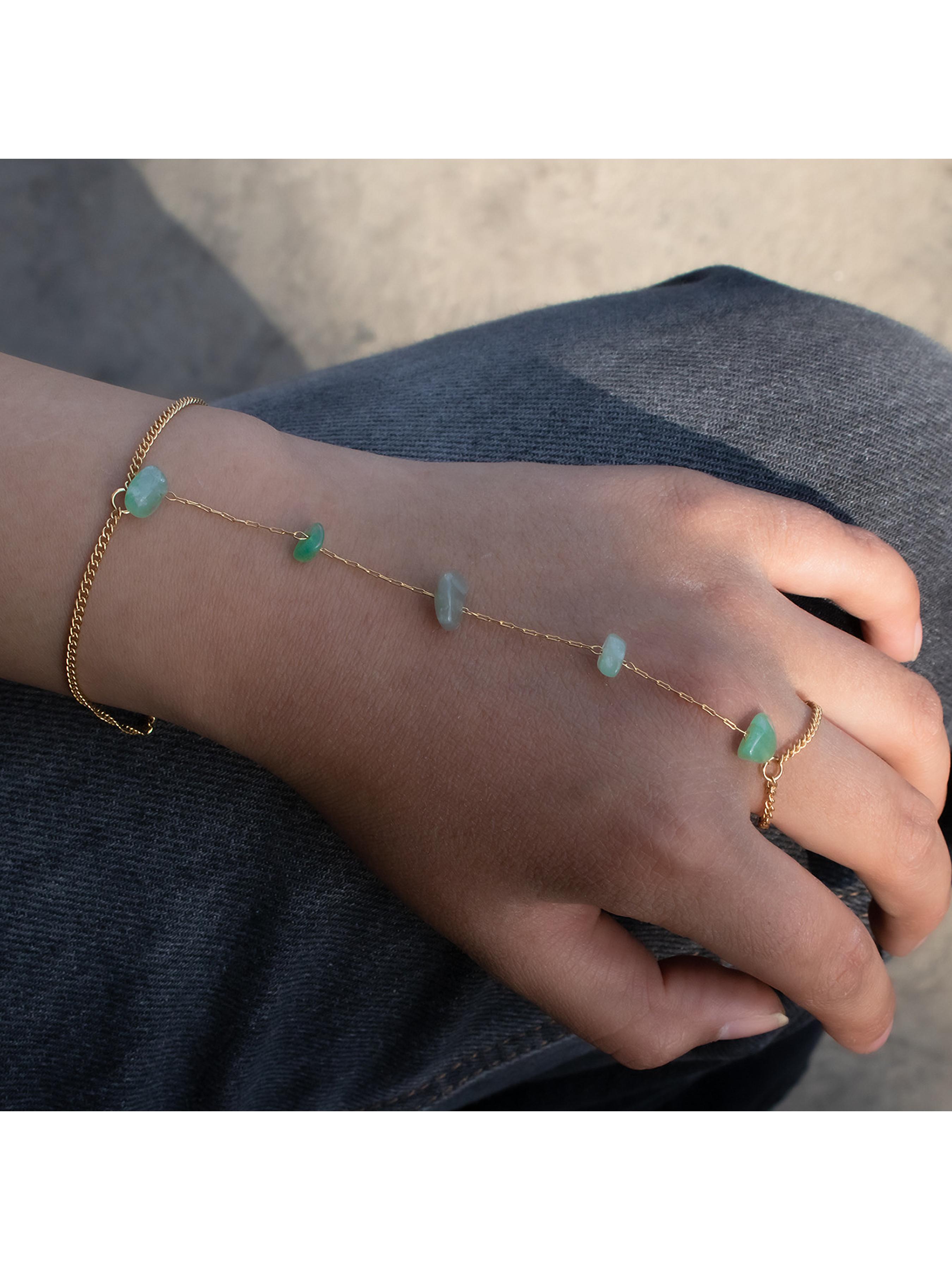 Natural Gemstone Back Bracelet Necklace, 14k Gold Plated Stainless Steel, Healing Crystal Pendant, Adjustable, Waterproof, Ideal Gift