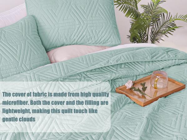 Whale Flotilla Soft Quilt Set for All Seasons,Ultrasonic Geometric Bedding Set, Lightweight Reversible Bedspread, Coverlet, Bed Cover with Pillow Shams