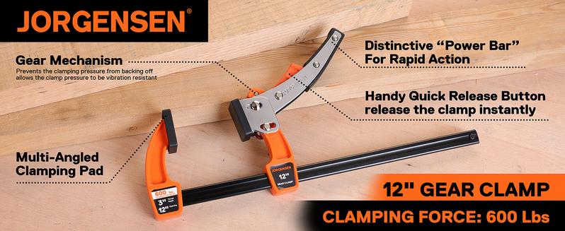 #JumpstartSale Jorgensen Bar Clamp Set, Bar Clamp for Woodworking, Quick Release Gear Clamp with 600 lbs Load Limit - 2 Pack
