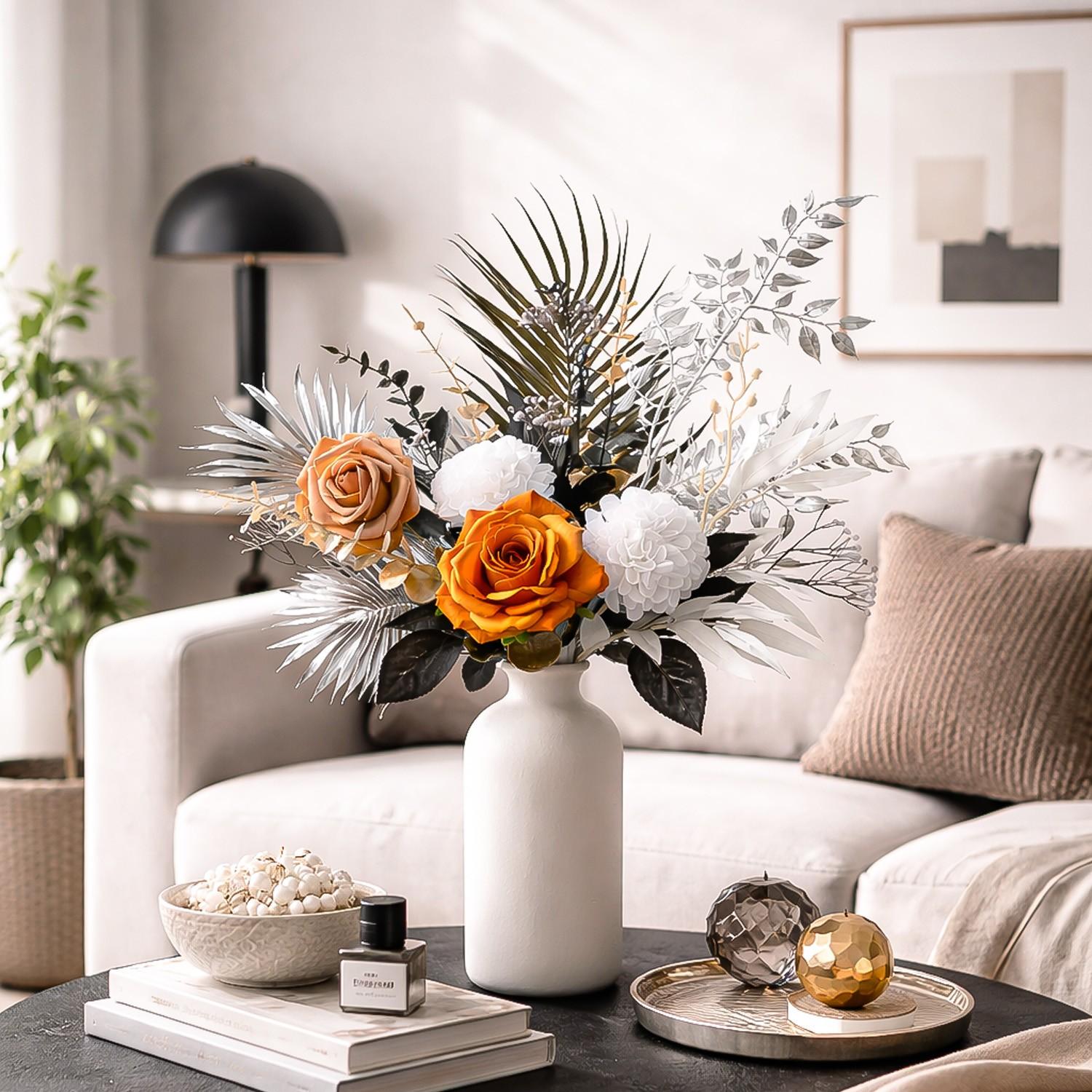 1 Set Color Block Artificial Flower Arrangement, High Contrast Home Decor, Living Room Entryway Table Accent, Creative Colorful Decoration