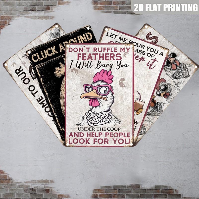 Funny Chicken Poster Aluminum Sign, Humorous Metal Wall Art Print, Vintage Style Aluminum Plaque, Decorative Poster, 20x30 Cm