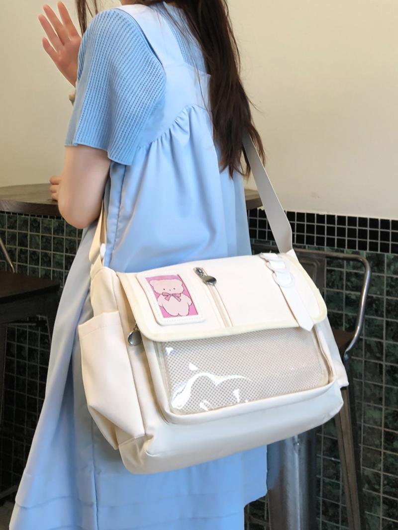Fashionable and multifunctional shoulder bag, simple multi-pocket design transparent shoulder crossbody bag, casual versatile shoulder handbag, niche and suitable for daily commuting, shopping, etc., Crossbody Tote Bag