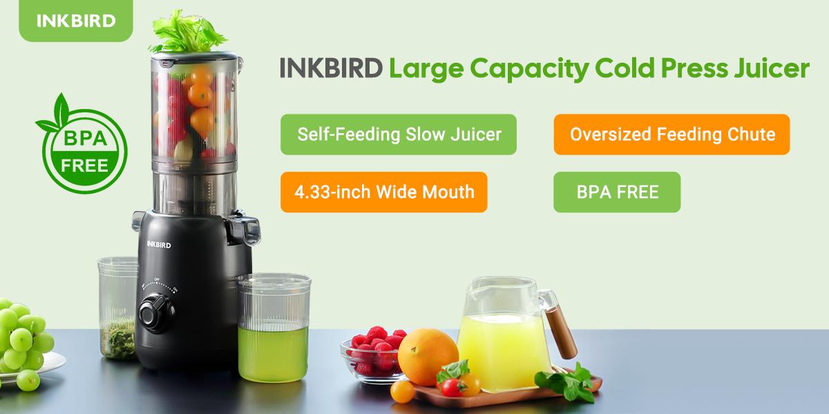 INKBIRD Compact Electric Slow Juicer, Cold Press Juicer, Accommodates Whole Fruits and Vegetables, Easy to Clean, High Juice Yield (Black) TikTokShopHolidayHaul Smoothie Blender