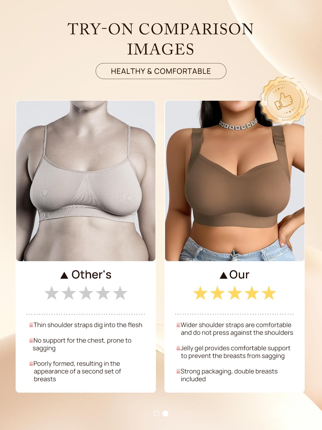 Women's Plus Size Seamless Jelly Bralette, Wide Adjustable Straps, Medium Support, Anti-Sagging, All-Season Casual Underwear