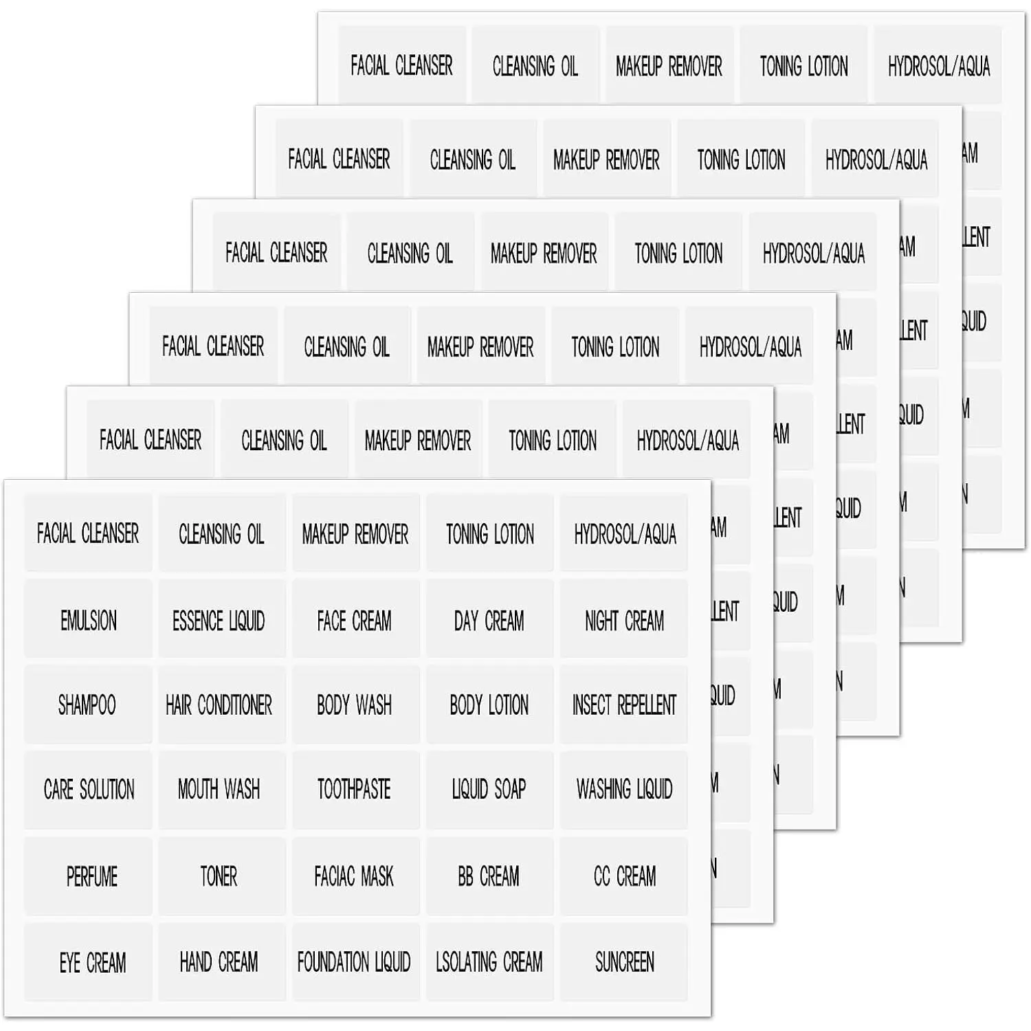 180-Count Transparent Self-Stick Labels for Travel Users - Bottles/Jars Labeling for Lotion, Cream, Wash, Shampoo, Bathroom Beauty Organization