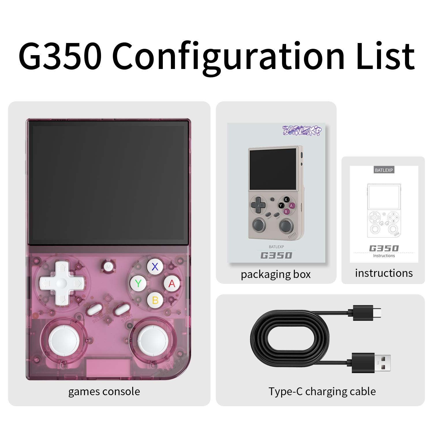 G350 Retro Handheld Game Console 3.5 Inch IPS Screen Linux System 64G TF Card Preloaded Game Console 3200mAh Battery