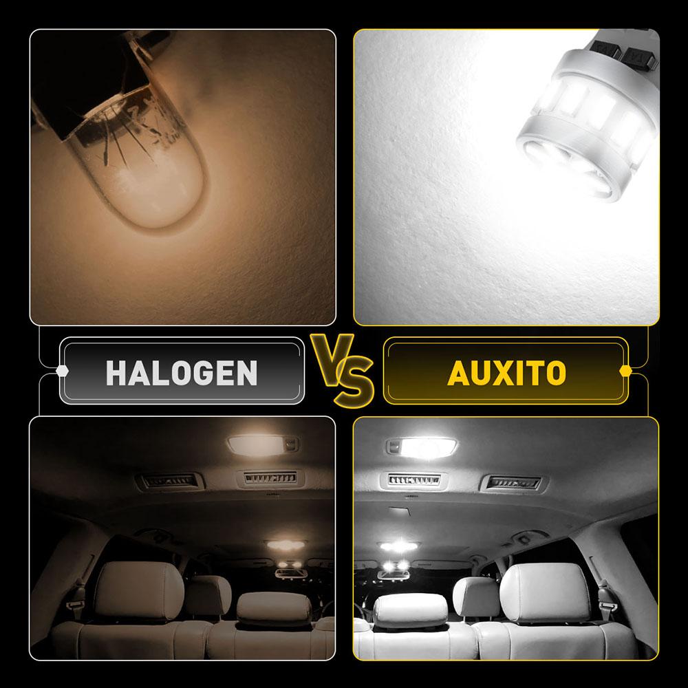 AUXITO Latest 194 LED Bulbs for License Plate Light 6500K Bright White, Canbus Error Free 168 2825 T10 W5W LED Bulb for Car Dome Door Map Courtesy Trunk Cargo License Plate Lights, Pack of 2