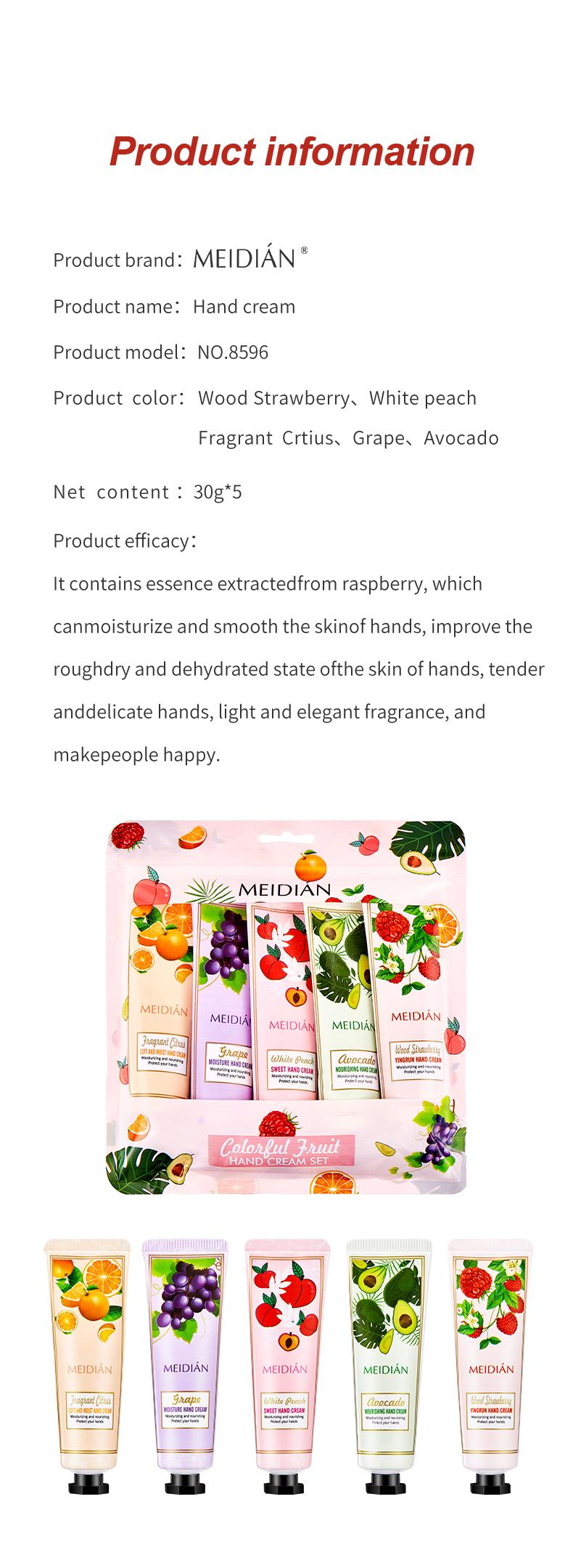 Fruit-scented hand cream -5 kinds of fruit flavors, moisturizing hand cream, deep moisturizing, convenient to carry