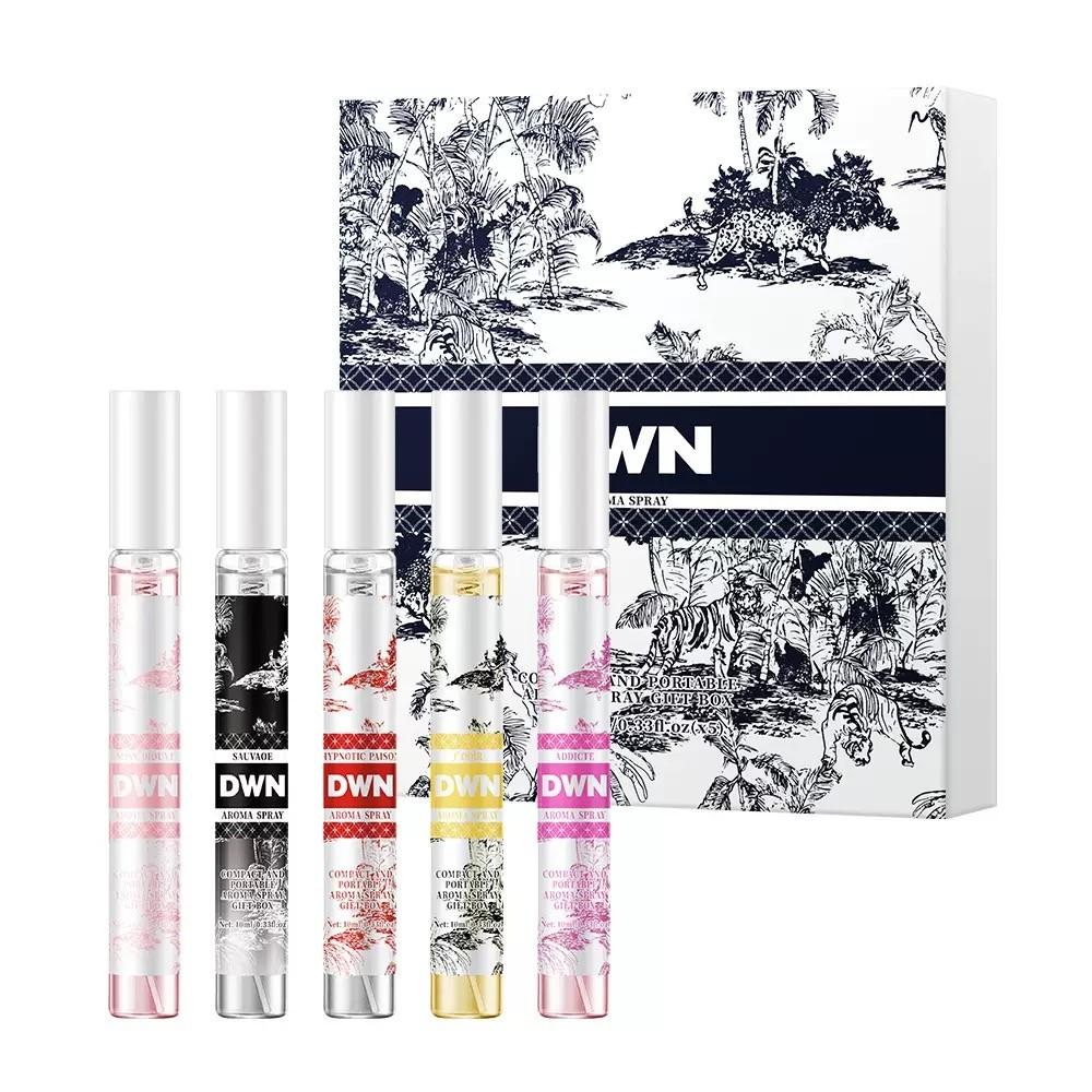 5pcs/box Neutral Scent Perfume Set, Alcohol-Free Fresh Fragrance Spray, Long-Lasting Light Scent for Body and Hair, Outdoor Use